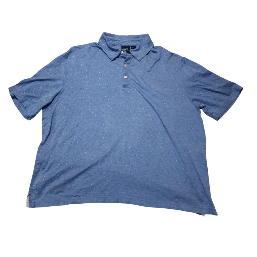 Jos. A. Bank Traveler Polo Shirt Mens XL Blue Dot Short Sleeve Cotton Casual